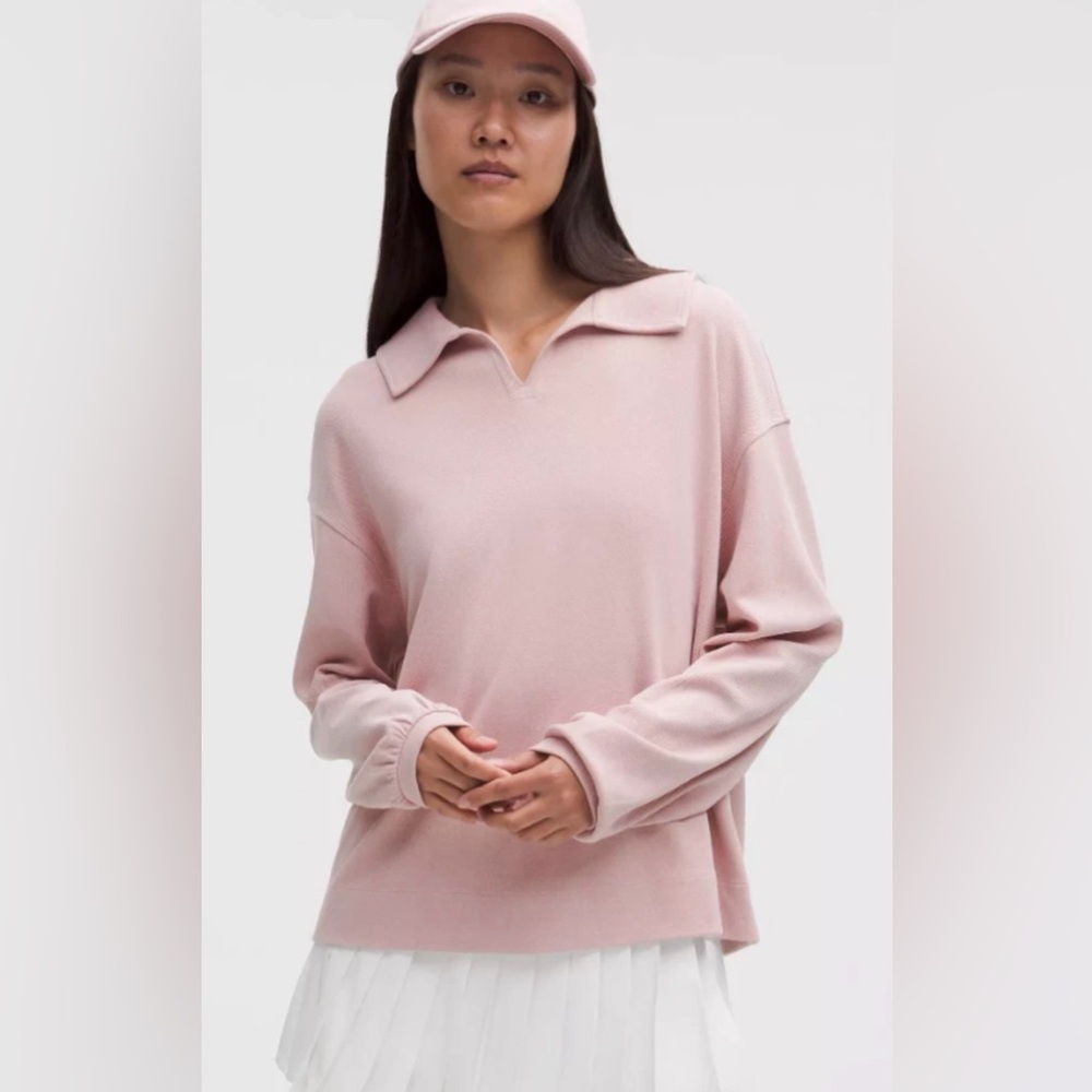 NWOT LULULEMON Softstreme Pique Oversized Long-Sleeve Polo Shirt, Size Large